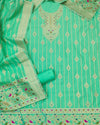 Indiehaat | Banarasi Cotton Thread Work Suit Green