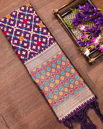 Indiehaat | Banarasi Lichi Silk Brocade Dupatta Purple