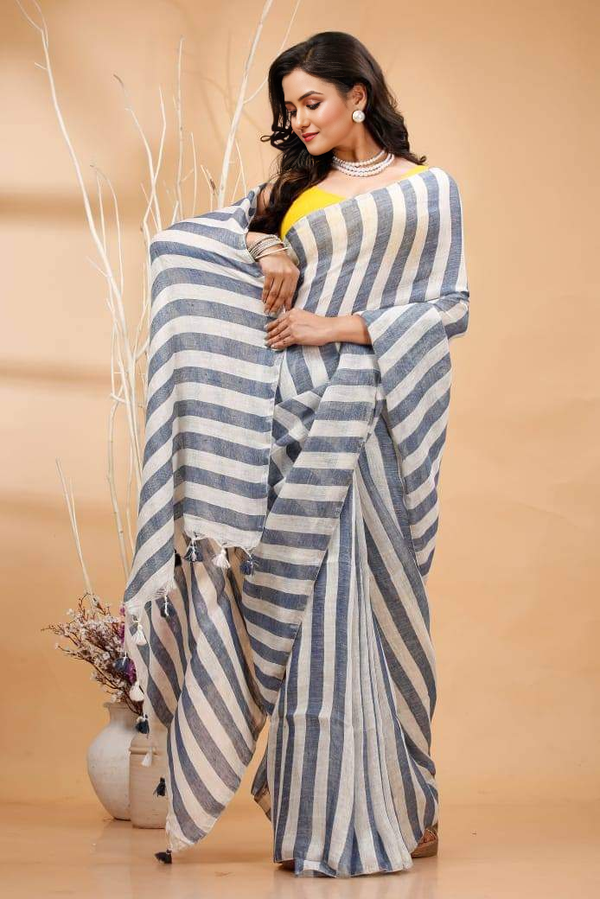 Indiehaat | Hand Dyed Linen Saree Black