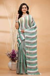 Indiehaat | Hand Dyed Linen Saree Green