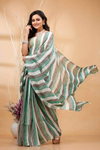Indiehaat | Hand Dyed Linen Saree Green