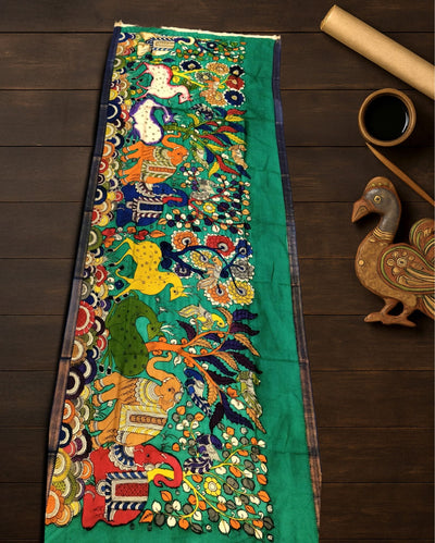 Indiehaat | Mangalagiri Handpainted Dupatta Green