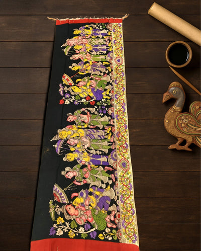 Indiehaat | Mangalagiri Handpainted Dupatta Black