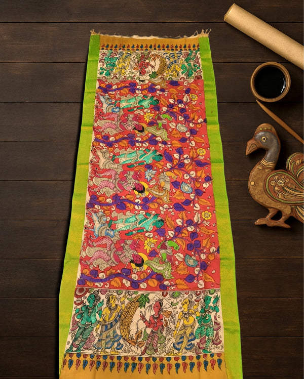 Indiehaat | Mangalagiri Handpainted Dupatta Multicolor