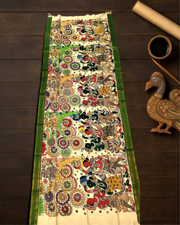 Indiehaat | Mangalagiri Handpainted Dupatta Multicolor