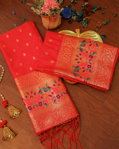 Indiehaat | Banarasi Lichi Silk Brocade Orange Suit