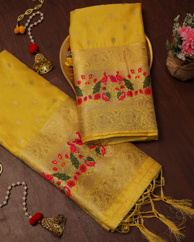 Indiehaat | Banarasi Lichi Silk Brocade Yellow Suit