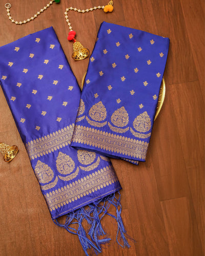 Indiehaat | Banarasi Lichi Silk Brocade Suit Blue