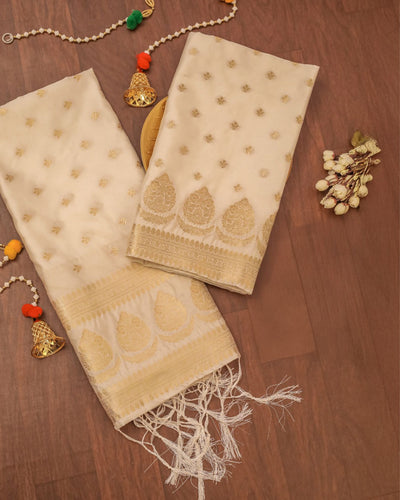 Indiehaat | Banarasi Lichi Silk Brocade Suit White