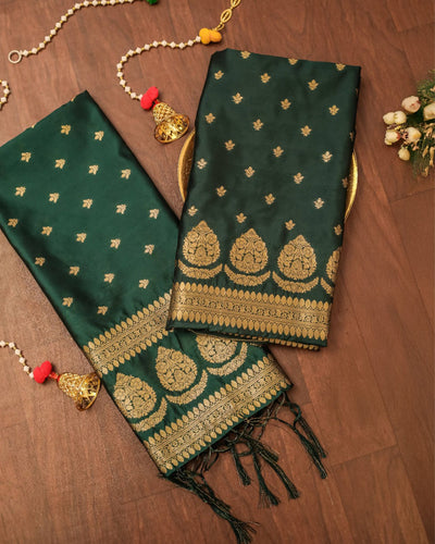 Indiehaat | Banarasi Lichi Silk Brocade Suit Green