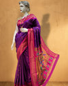 Indiehaat | Paithani Silk Meenakari Nath Buti Saree Purple