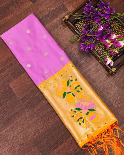 Indiehaat | Banarasi Lichi Silk Brocade Dupatta Purple