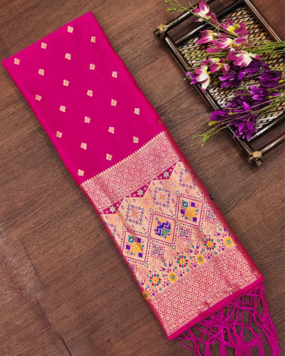 Indiehaat | Banarasi Lichi Silk Brocade Dupatta Pink