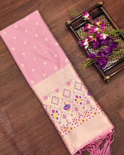 Indiehaat | Banarasi Lichi Silk Brocade Dupatta Pink