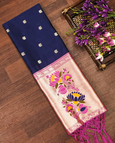 Indiehaat | Banarasi Lichi Silk Brocade Dupatta Blue