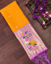 Indiehaat | Banarasi Lichi Silk Brocade Dupatta Yellow