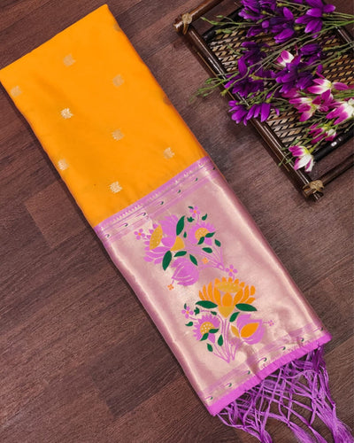 Indiehaat | Banarasi Lichi Silk Brocade Dupatta Yellow