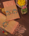 Indiehaat | Banarasi Lichi Silk Brocade Dupatta Peach