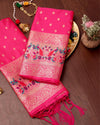 Indiehaat | Banarasi Lichi Silk Brocade Dupatta Pink