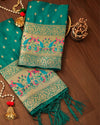 Indiehaat | Banarasi Lichi Silk Brocade Dupatta Green