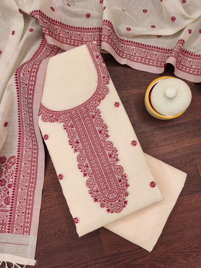 Indiehaat | Banarasi Cotton Brocade Work Suit Beige