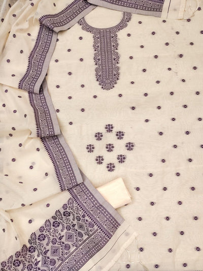 Indiehaat | Banarasi Cotton Brocade Work Suit Beige