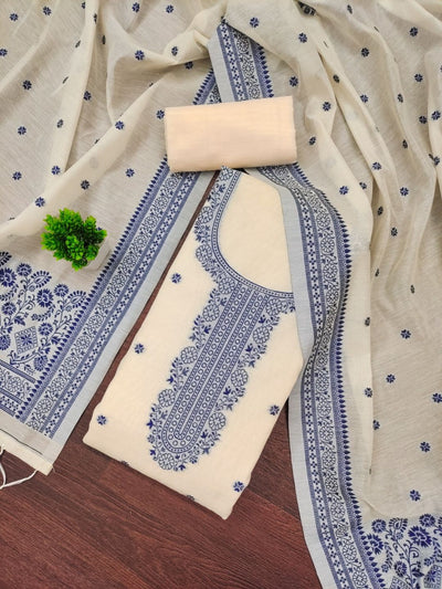 Indiehaat | Banarasi Cotton Brocade Work Suit Beige