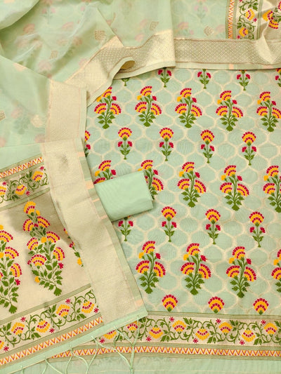 Indiehaat | Banarasi Cotton Banarasi Brocade Suit Green