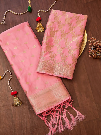 Indiehaat | Banarasi Silk Brocade Dupatta Pink