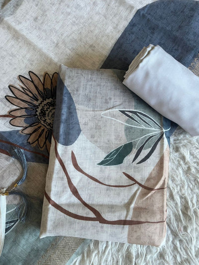 Indiehaat | Brocade Weaving Linen Suit Beige