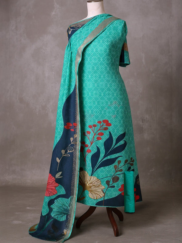 Indiehaat | Brocade Weaving Linen Suit Green