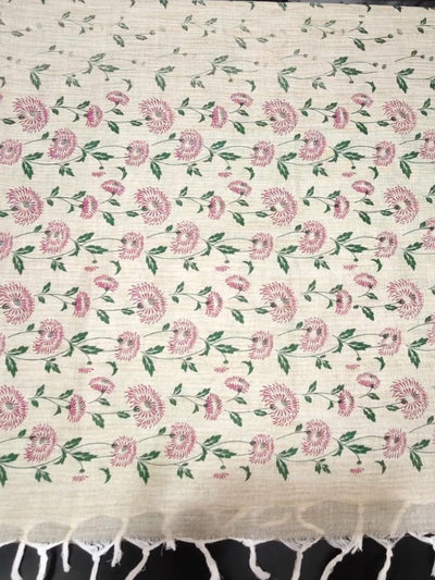 Indiehaat | Khadi Cotton Madhubani Suit Beige & Pink