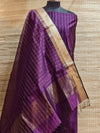 Indiehaat | Maheshwari Silk Checks Design Suit Purple