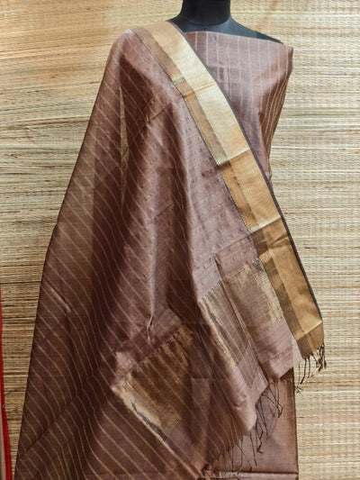 Indiehaat | Maheshwari Silk Checks Design Suit Beige