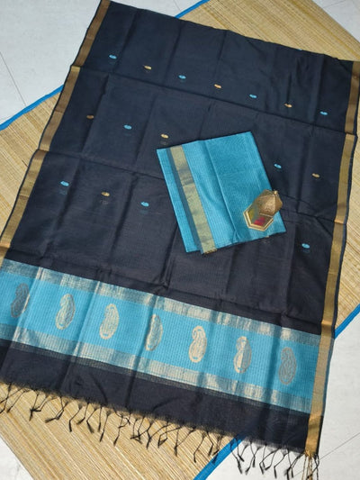 Indiehaat | Kairi Buta Maheshwari Silk Suit Blue