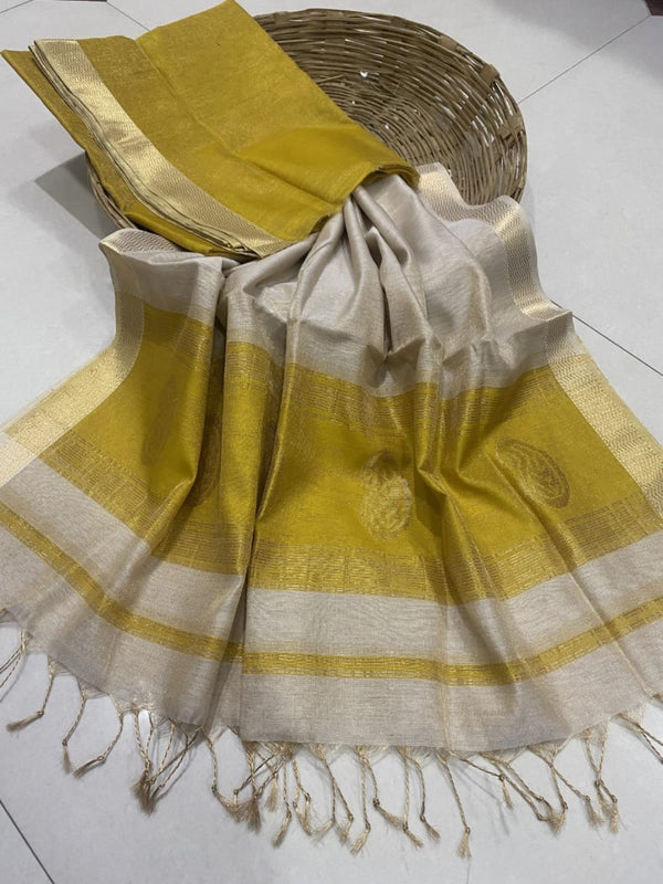 Indiehaat | Maheshwari Tissue Silk Zari Weaving Brown