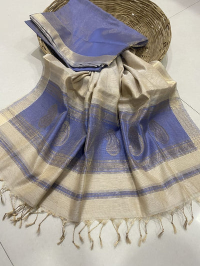 Indiehaat | Maheshwari Tissue Silk Zari Weaving Purple