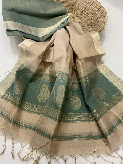 Indiehaat | Maheshwari Tissue Silk Zari Weaving Violet