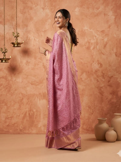 Indiehaat | Hand Dyed Dupion Silk Saree Purple