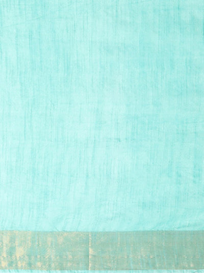 Indiehaat | Hand Dyed Kota Silk Dupion Stripe Saree Blue