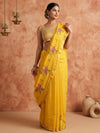 Indiehaat | Hand Dyed Kota Silk Embroidery Saree Yellow