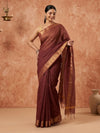 Indiehaat | Hand Dyed Kota Silk Saree Brown