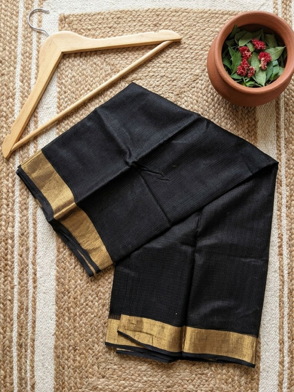 Indiehaat | Hand Dyed Kota Silk Saree Black
