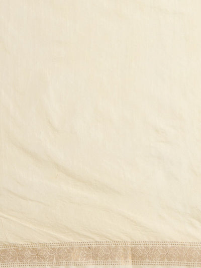 Indiehaat | Hand Dyed Kota Silk Zari Striped Saree White