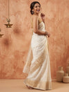 Indiehaat | Hand Dyed Kota Silk Jacquard Saree Off White