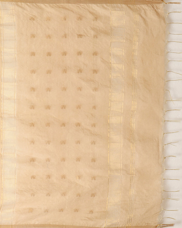 Indiehaat | Kota Silk Hand Dyed Jacquard Saree Beige