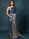 Indiehaat | Kota Silk Banarasi Border Hand Dyed Saree Pink