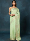 Indiehaat | Kota Silk Banarasi Border Hand Dyed Saree Green