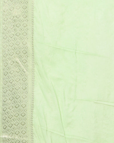 Indiehaat | Kota Silk Banarasi Border Hand Dyed Saree Green