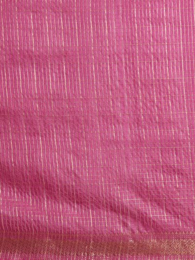 Indiehaat | Hand Dyed Kota Banarasi Silk Saree Purple